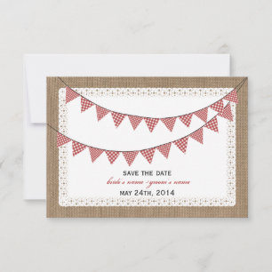Burlap Inspiriert Red Gingham Bunting Rett Date Save The Date