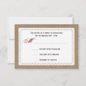 Burlap Inspiriert Red Gingham Bunting UAWG RSVP Karte (Rückseite)