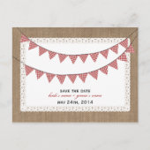 Burlap Inspiriert Red Gingham Flags Save the Date Ankündigungspostkarte (Vorderseite)