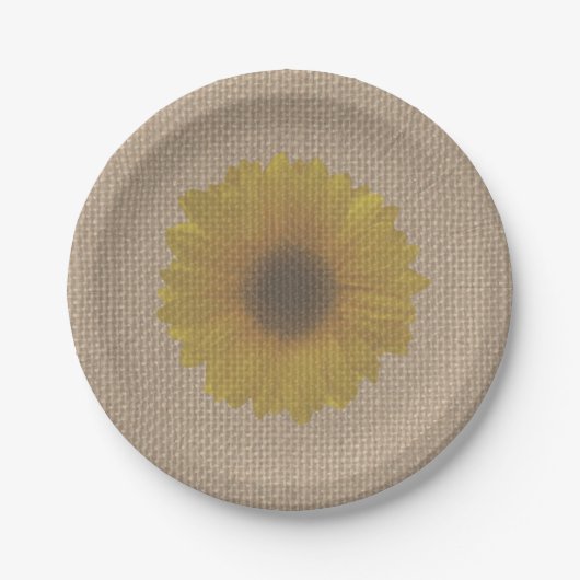 Burlap Inspiriert Sonnenblume Pappteller (Vorderseite)