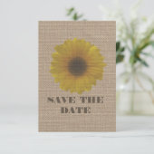 Burlap Inspiriert Sonnenblume Save the Date (Stehend Vorderseite)