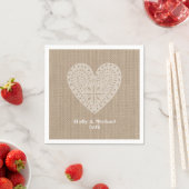 Burlap Inspiriertes Spitzenherz Hochzeit Napkins Serviette (Beispiel)