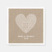 Burlap Inspiriertes Spitzenherz Hochzeit Napkins Serviette (Vorderseite)