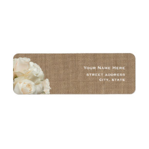 Burlap-Inspiriertes White Roses-Adressetikett