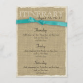 Burlap Itinerary Aqua Bow Begleitkarte (Vorderseite)