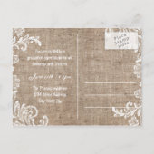 Burlap & Lace - Abschluss Announction Post Card Einladungspostkarte (Rückseite)