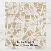 Burlap & Lace Country Rustikale Romance Weinmarken Weinetikett (Einzelnes Label)