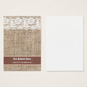 Burlap Lace Custom Earring Card (Vorne & Hinten)