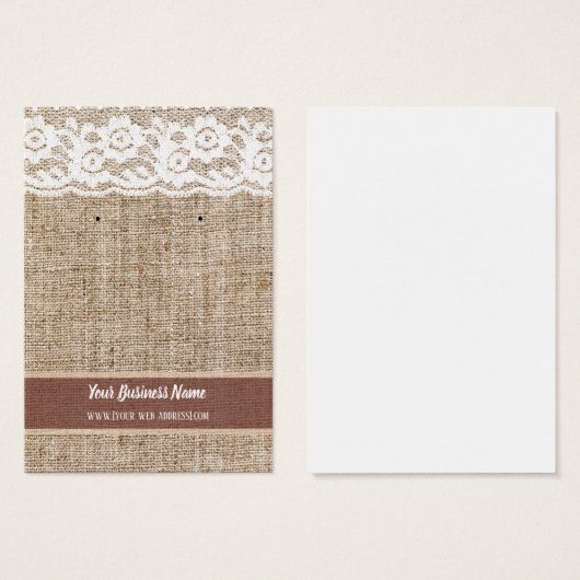 Burlap Lace Custom Earring Card (Vorne & Hinten)