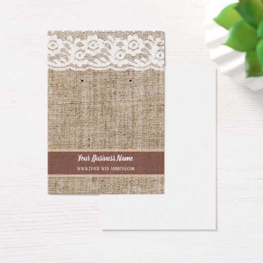 Burlap Lace Custom Earring Card (Schreibtisch)