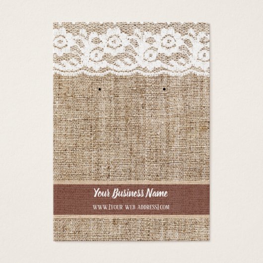 Burlap Lace Custom Earring Card (Vorderseite)