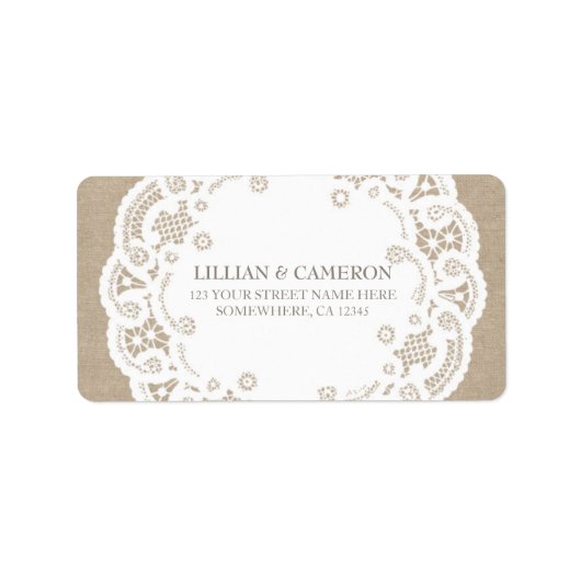 Burlap Lace Doily Address Labels Adressaufkleber (Vorne)