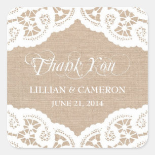 Burlap Lace Doily danke Ihnen, Aufkleber zu nennen