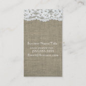 Burlap & Lace Einfache Rustikale Landschaft Elegan Visitenkarte (Rückseite)