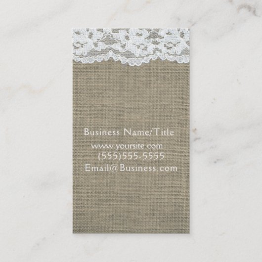 Burlap & Lace Einfache Rustikale Landschaft Elegan Visitenkarte (Rückseite)