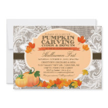Burlap & Lace Fall Pumpkin Carving Halloween-Party