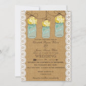 Burlap Lace gelbe Hydrangeas Mason-Glas lädt ein Einladung (Vorderseite)