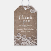 Burlap Lace Glitzer rustic Wedding danke Geschenkanhänger (Vorderseite)