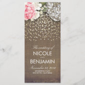 Burlap Lace Gold Confetti Rustikale Hochzeitsprogr Programm (Vorderseite)