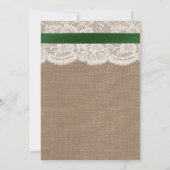 Burlap, Lace & Green Bow Muttertag Brunch Einladung (Rückseite)