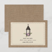 Burlap Lace Inspiriert Floral Lantern Save the Dat Date (Vorne/Hinten)