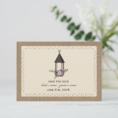 Burlap Lace Inspiriert Floral Lantern Save the Dat Save The Date (Stehend Vorderseite)