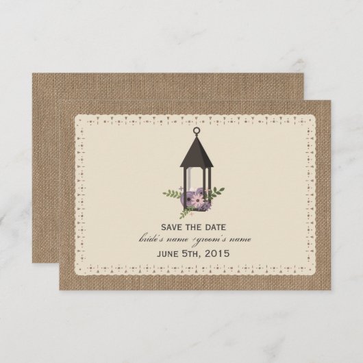 Burlap Lace Inspiriert Floral Lantern Save the Dat Save The Date (Vorne/Hinten)