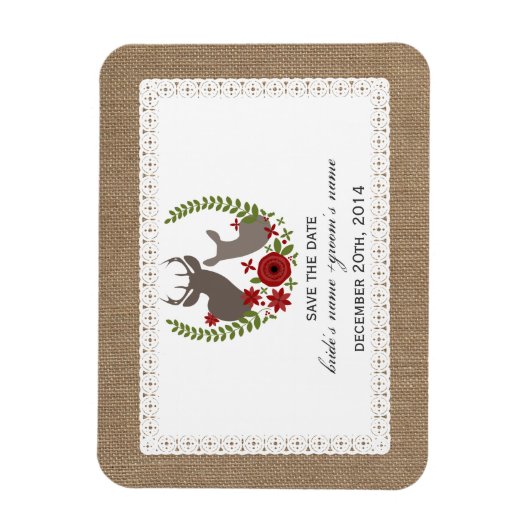 Burlap + Lace Inspiriert Hirn Weihnachten Rett Dat Magnet (Vertikal)