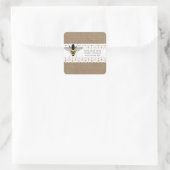 Burlap & Lace Inspiriert Honey Bee-Adresse Quadratischer Aufkleber (Tasche)