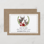 Burlap Lace Inspirierte Hirschweihnachtsfest Save  Save The Date (Vorne/Hinten)