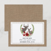 Burlap Lace Inspirierte Hirschweihnachtsfest Save  The Date (Vorne/Hinten)