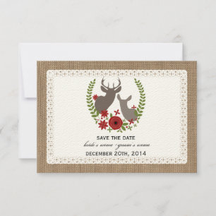 Burlap Lace Inspirierte Hirschweihnachtsfest Save The Date