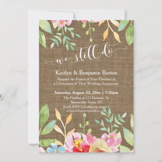 Burlap Lace Light Strings machen wir noch immer Ju Einladung (Vorderseite)