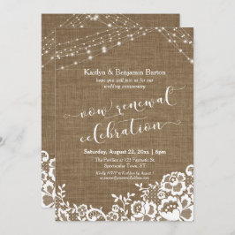 Burlap Lace Light Strings Vow Renewal Celebration Einladung