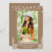 Burlap Lace Lights Foto Abschluss Ankündigung (Vorne/Hinten)