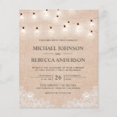 Burlap Lace Lights Foto Budget Einladung Hochzeit (Vorderseite)