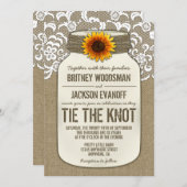 Burlap Lace Mason Jar Wedding Einladungen (Vorne/Hinten)