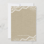 Burlap Lace Pearl Ethnic Princess Baby Dusche Einladung (Rückseite)