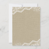 Burlap Lace Pearl Rustic Chic Baby Dusche Einladung (Rückseite)