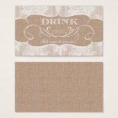 Burlap & Lace Print Wedk Drink Ticket (Vorne & Hinten)