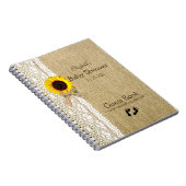Burlap Lace Raffia Sunflower Image Guest Book Notizblock (Rechte Seite)