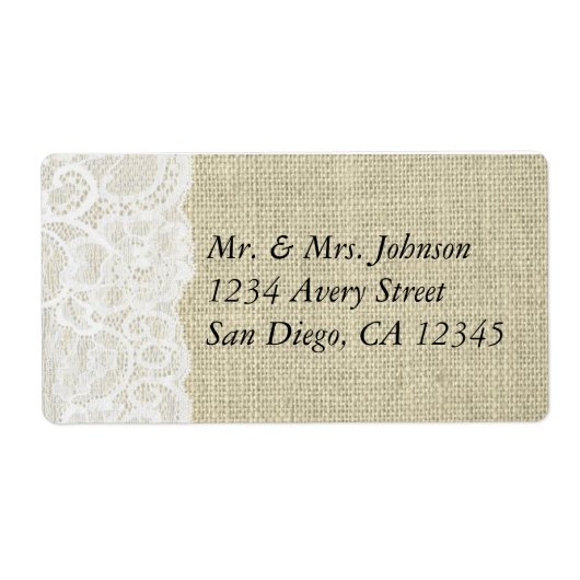 Burlap & Lace Romantic Country Address Labels (Vorne)