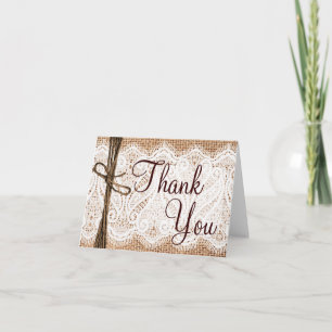 Burlap Lace Rustic Wedding Dankeschön Karten