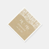 Burlap Lace Rustic Wedding Paper Napkins Serviette (Ecke)