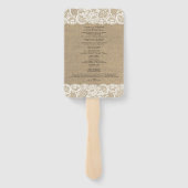 Burlap Lace Rustic Wedding Program Fan Fächer (Rückseite)