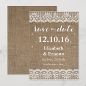 Burlap Lace Rustic Wedding Save the Dates 4.5x6.25 Date (Vorne/Hinten)
