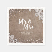 Burlap Lace silber Glitzer Mr & Mrs. rustic weddin Serviette (Vorderseite)