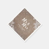 Burlap Lace silber Glitzer Mr & Mrs. rustic weddin Serviette (Ecke)