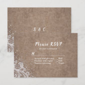 Burlap Lace silber Glitzer rustikale Hochzeit RSVP Karte (Vorne/Hinten)