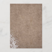 Burlap Lace silber Glitzer rustikale Hochzeitsdeta Begleitkarte (Rückseite)